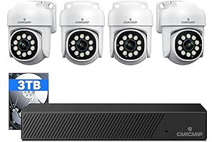 CAMCAMP 2 Way Audio 5MP Security Camera System with 3TB HDD for Home Security Outdoors