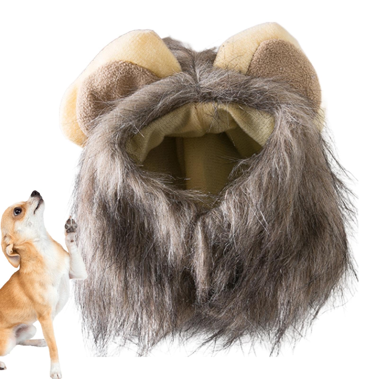Peluca de melena de león, divertida melena de león, diadema realista para perros, disfraz de melena de león ajustable para perros medianos a grandes