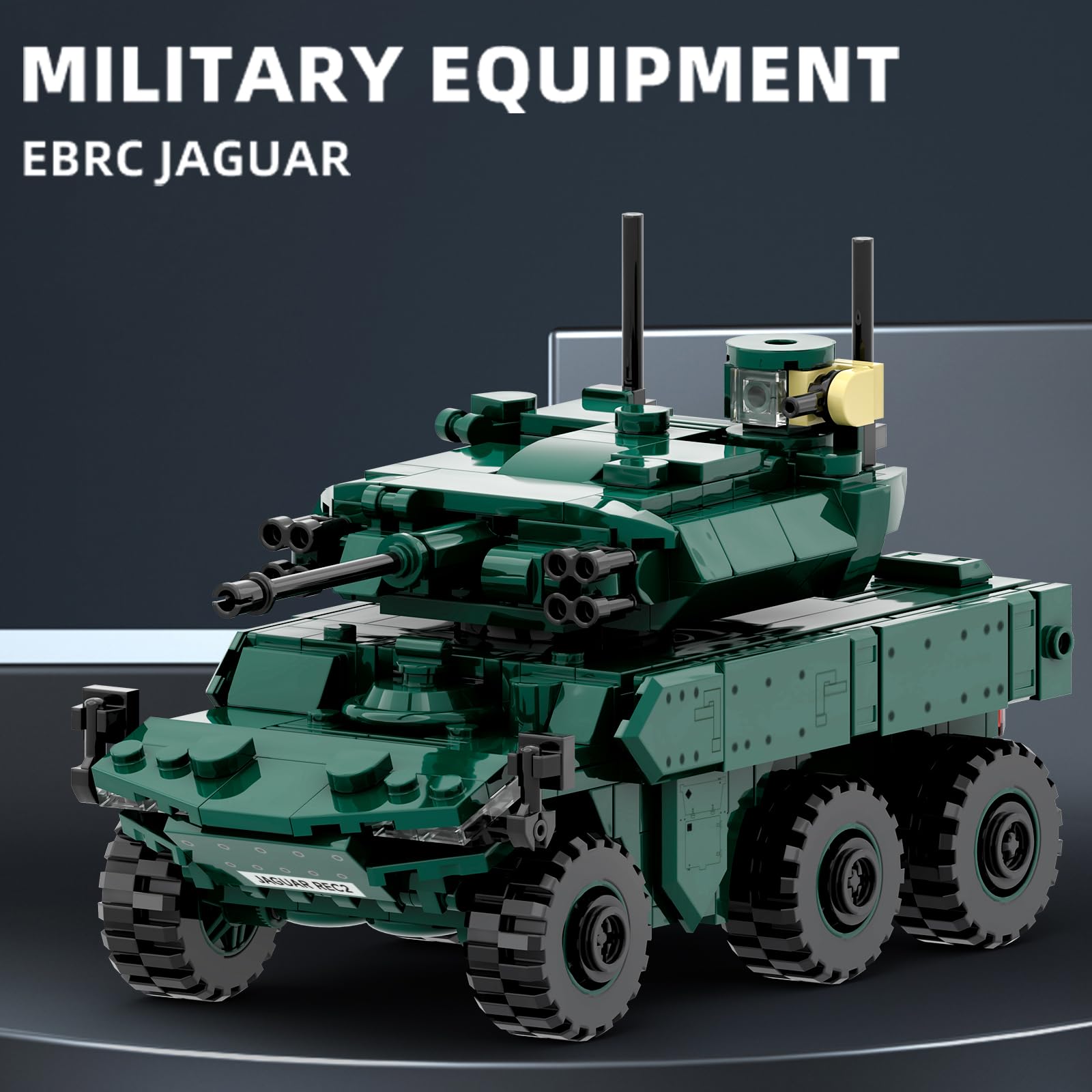 MEIEST Military Vehicle Building Blocks Sets,Armored Model Brick Set Highly Detailed Set for Military Enthusiast Teens and Adults (EBRC JAGUAR) - Image 2