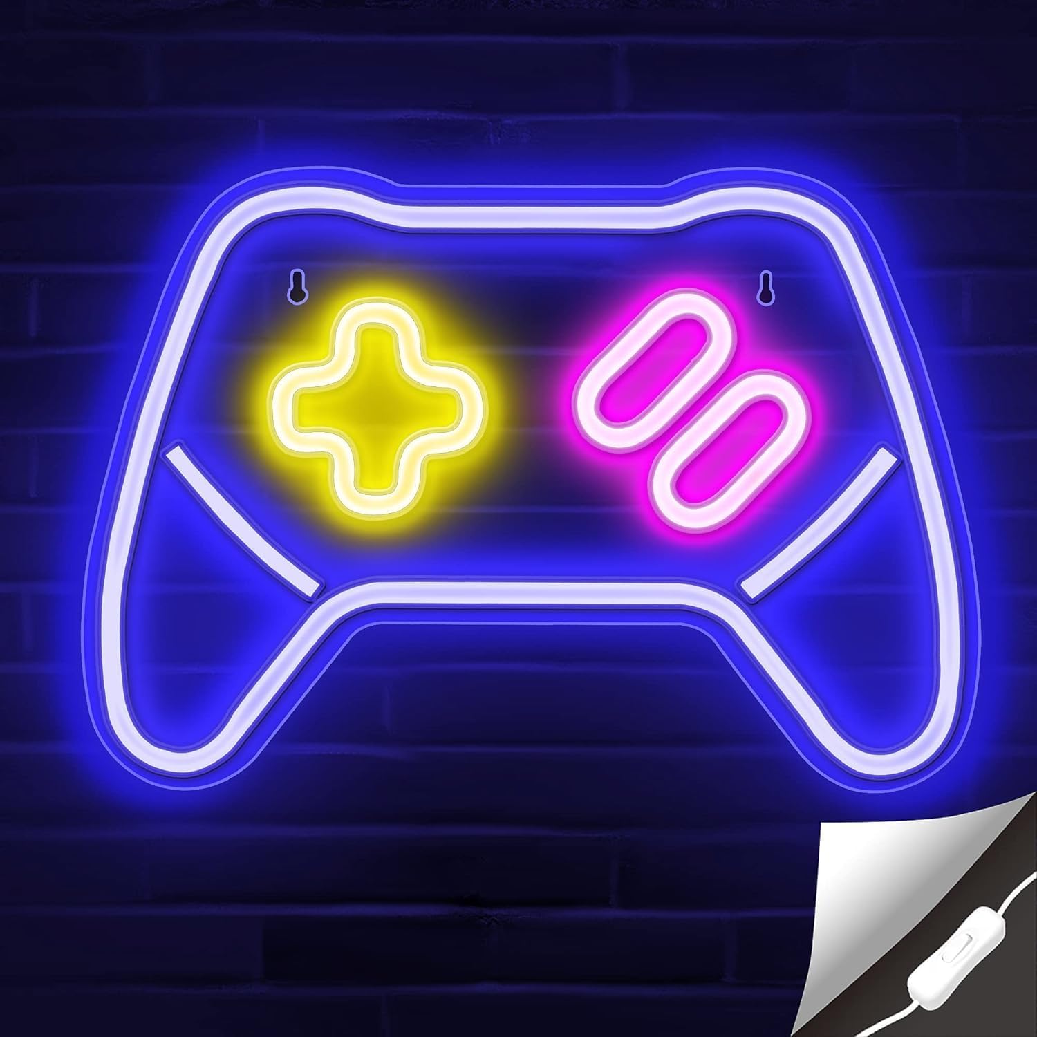 NiCoLaLumoonosity Game Controller Neon Signs, Game Remote Neon Sign for PC Gamer, Game Zone LED Signs for Wall, Game Room Decor