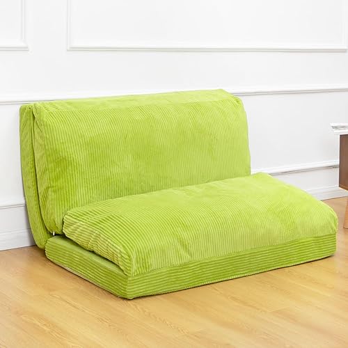 N&V Puf plegable para sofá, colchón plegable con relleno de espuma, incluye funda extraíble y lavable a máquina, funda de pana premium (lima)