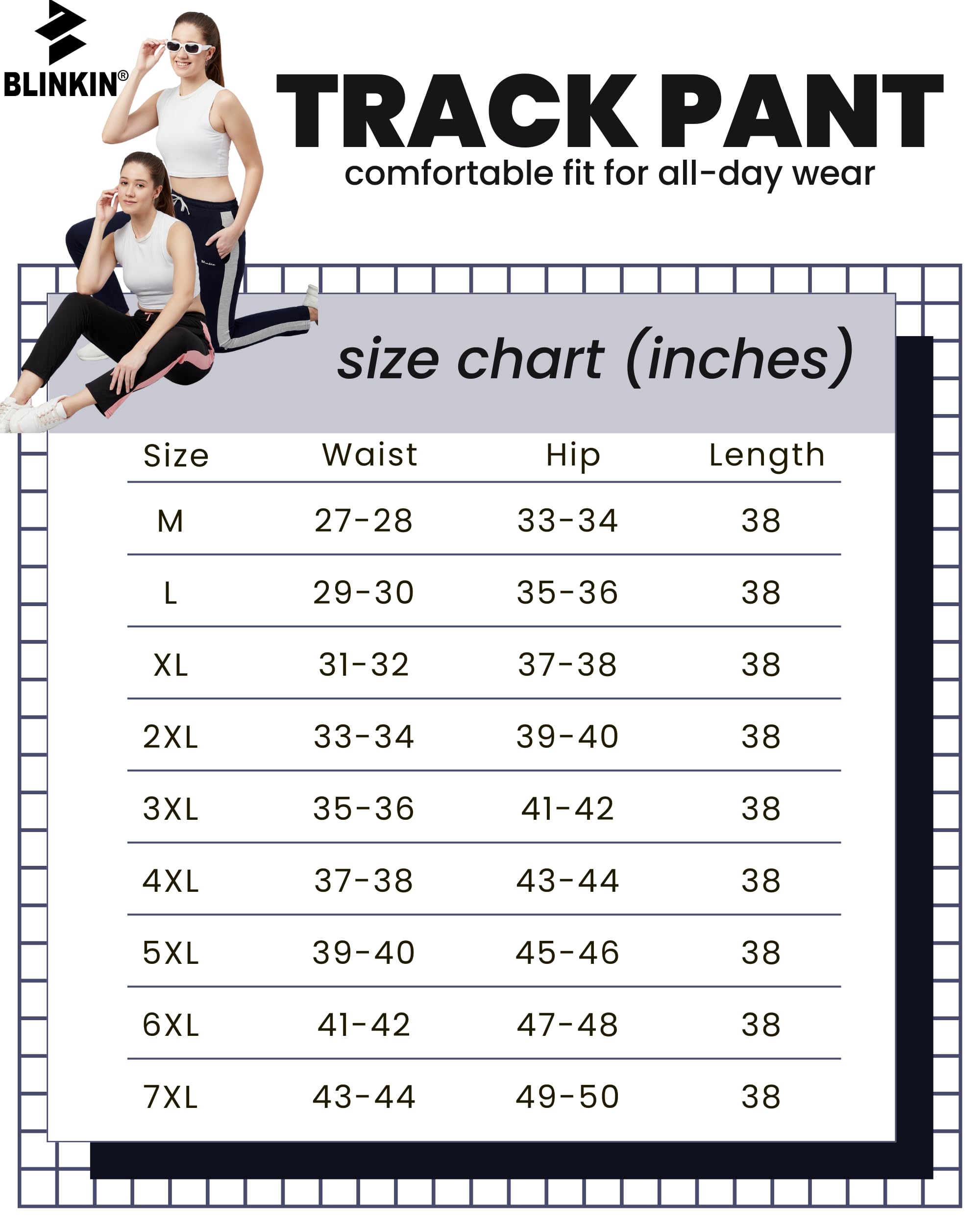 BLINKIN Women's Cotton Pajamas Combo, Pack of 2 - Black|Navy, Size L - Ultimate Relaxed Fit Track Pants for Women, Night Wear & Comfort Wear - Image 2 thumbnail