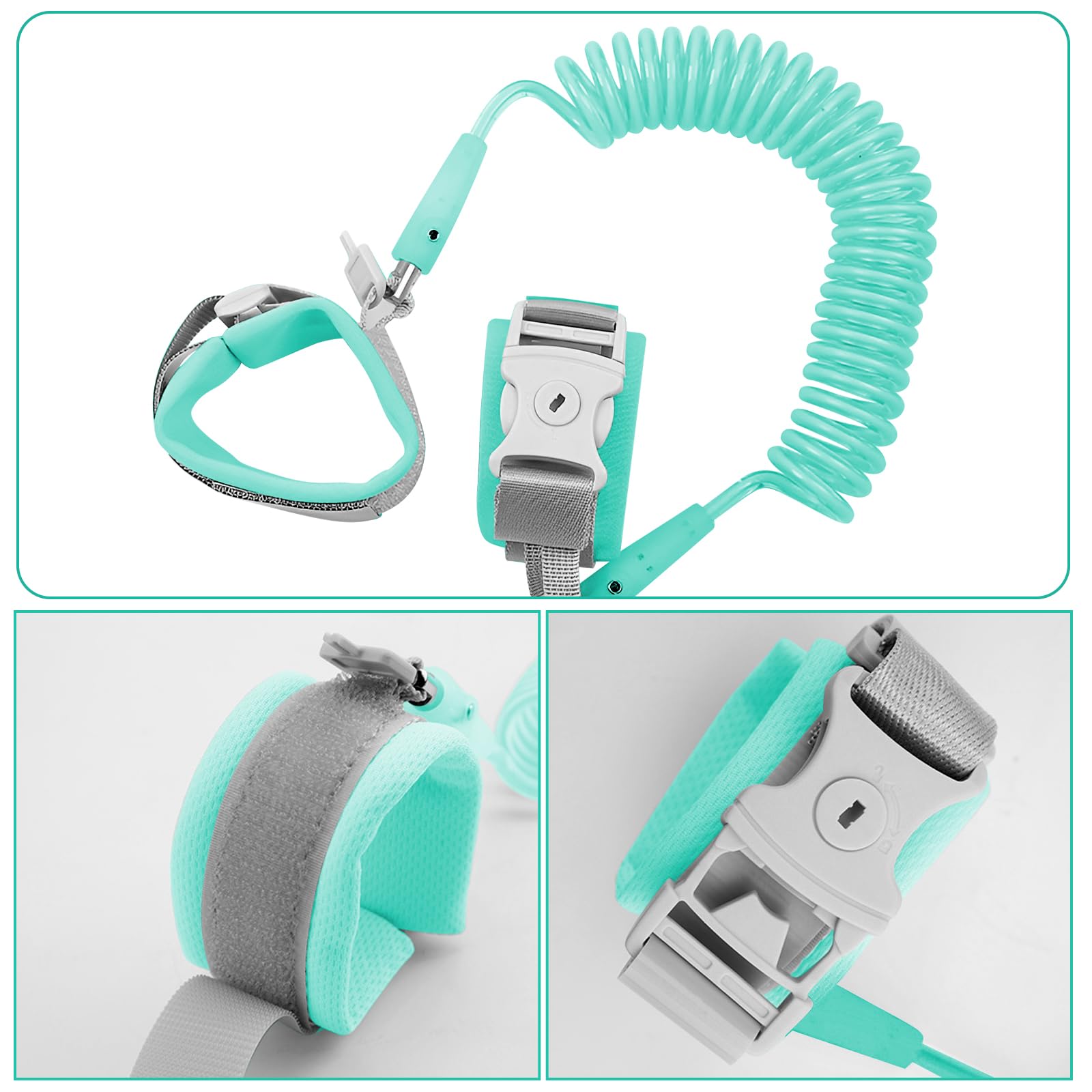 2.5M Correa Antiperdida,Arnés de Seguridad con Bloqueo de muñeca,Pulsera Anti-Perdida Elástica,Pulsera niños antiperdida suave en muñeca,Para Actividades al Aire, caminar (verde)