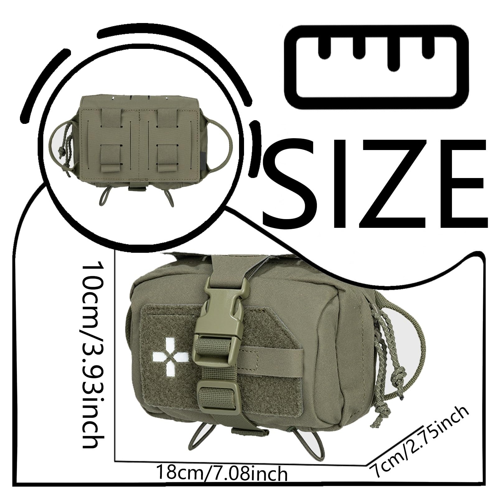 Bolsa IFAK de Despliegue Rápido, Estuche Médico con Fijación MOLLE y Sistema de Liberación Rápida, Organizador para Equipo de Primeros Auxilios