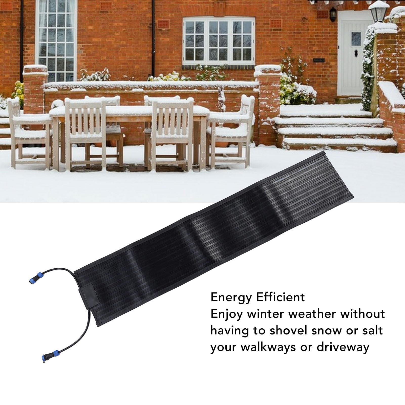 Tapis de Fonte de Neige Chauffants Tapis Chauffant électrique 140 W Passerelle de Fonte de Glace Efficace Voie Sûre Caoutchouc Durable Plastique 35 X 90 Cm Utilisation (Prise UE 220V)