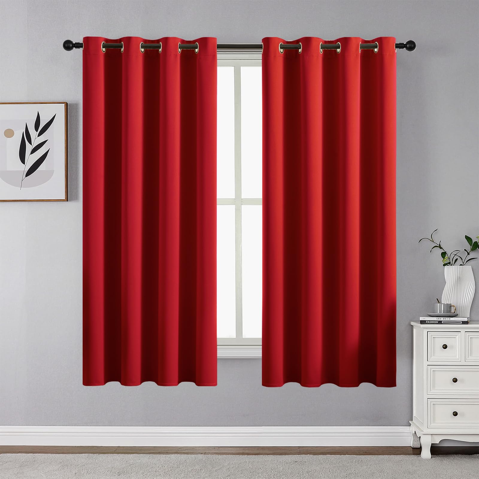 CUCRAF Red Blackout Curtains 54 inch Length 2 Panels Set