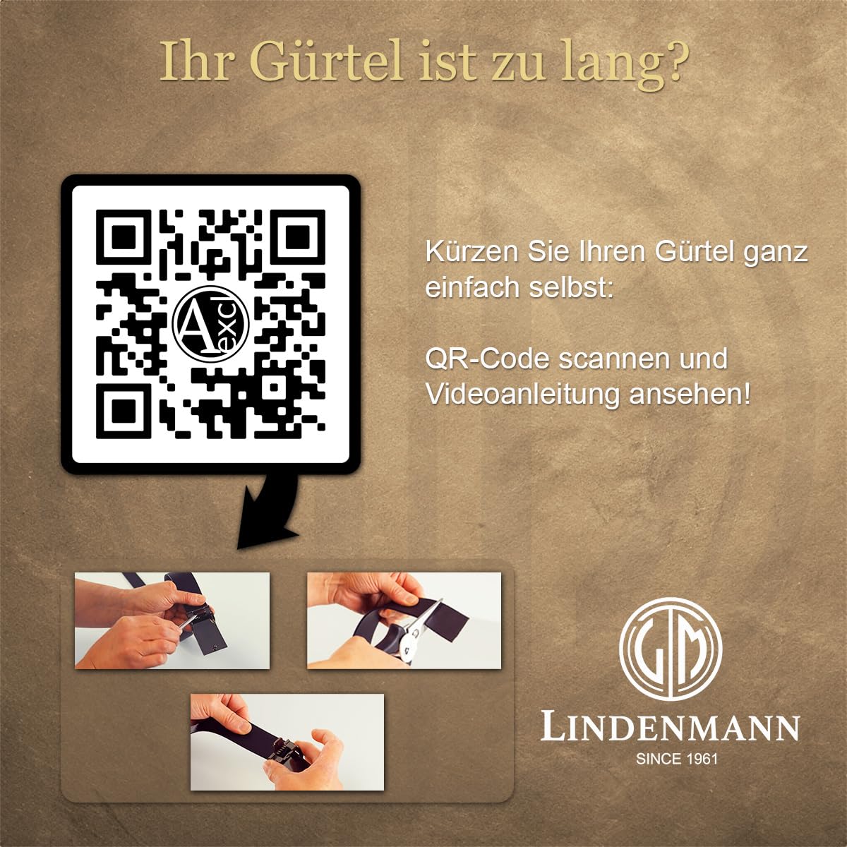 LINDENMANN Leder-Gürtel Herren 33 mm Vollleder braun