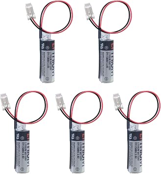 5 Pack 3.6V ER17500V PLC Battery with Plug for HW1483880-A
