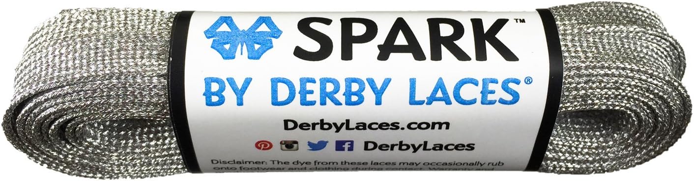 Silver 84 Inch SPARK Skate Lace for Roller Derby, Hockey and Ice Skates, and Boots