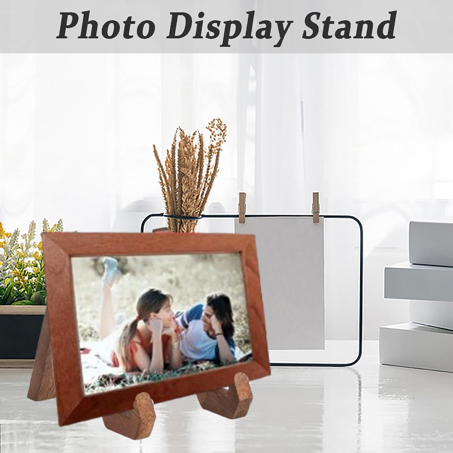 Plate Display Stand,6 Inch Wooden Picture Frame Stand,Display Stand for Decorative Plate,Photo and Platter.