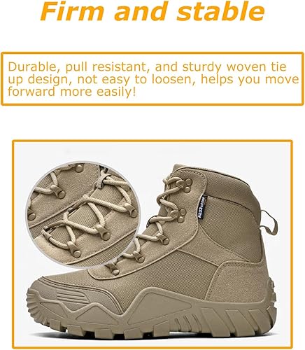 Miniatura 5 de Kervaky Botas tácticas militares para hombre, botas de trabajo para exteriores, impermeables, botas de senderismo, botas de combate ligeras y