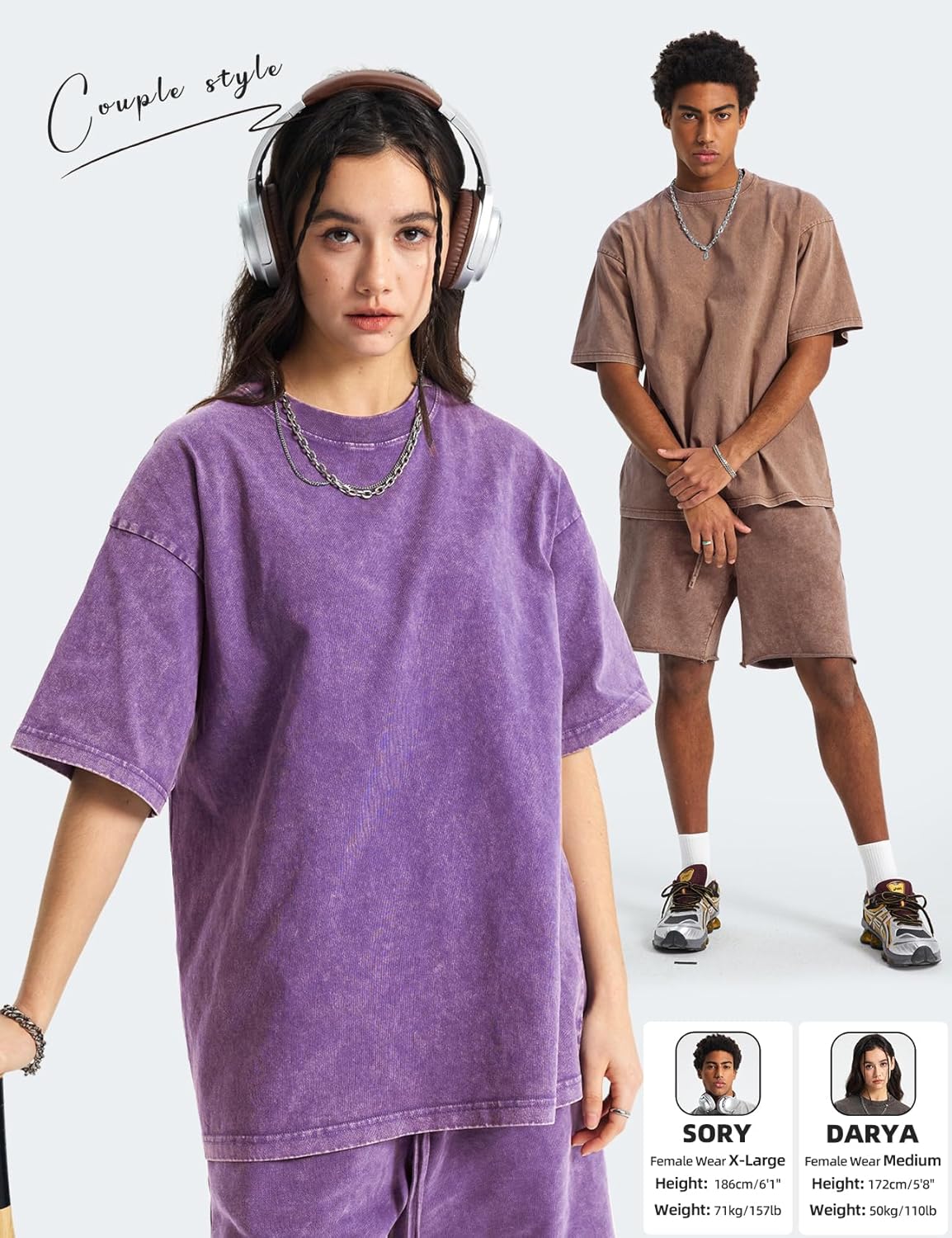 Arssm Mens Oversized T Shirts Cotton Acid Wash Baggy Tees Loose Fit Vintage Heavyweight T-Shirts - Image 5