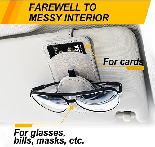 Miniatura 2 de Soporte de gafas de sol para visera de automóvil, soporte de lentes de sol con imán para piezas de accesorios de automóvil, soporte de cuero para