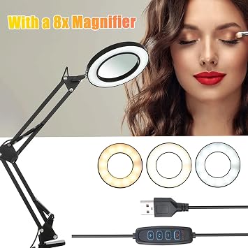 SR5X LED Lighted Table Magnifier | 5x Magnification, 72 LEDs, Foldable Arm, 3 Light Modes & 10 Stage Brightness Adjustment