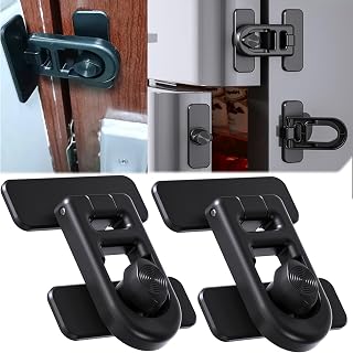 2-PACK Refrigerator Lock Childproof Baby Proofing for Cabinet Door Corner Drawer Freezer RV Oven Cupboard Closet Kitchen, Fridge Latches for Cat Dog Toddler, Upgraded Adhesive Easy Install