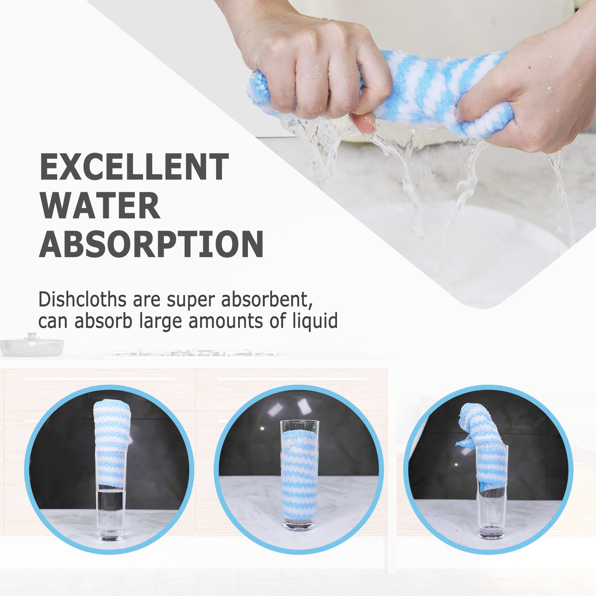Paños de cocina reutilizables absorbentes, 10 piezas, trapos para secar platos, lavar platos, sin olor, 12 x 12 pulgadas