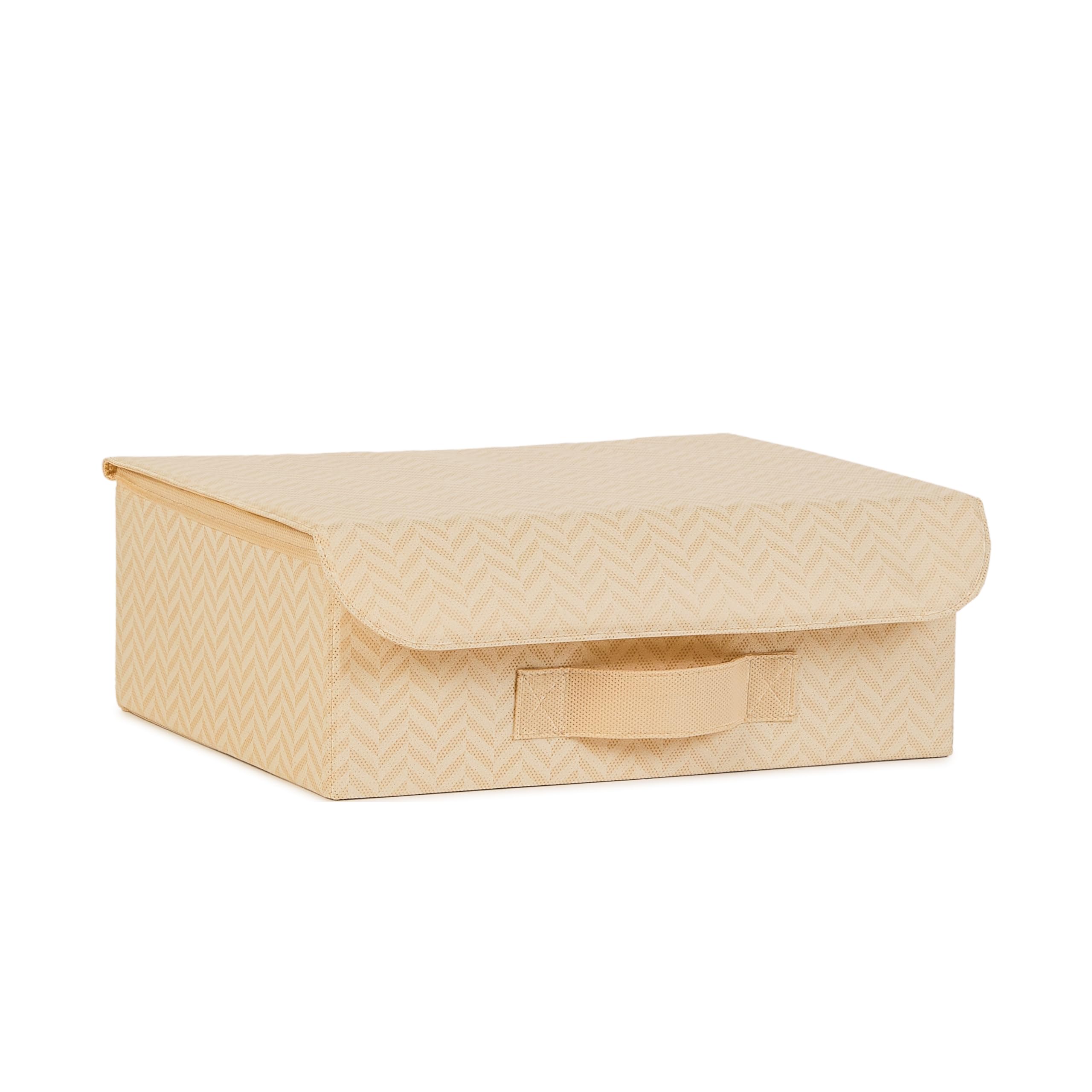 Ocean Home Textile Bej Balıksırtı Kapaklı Kutu 30 x 23 x 11 cm