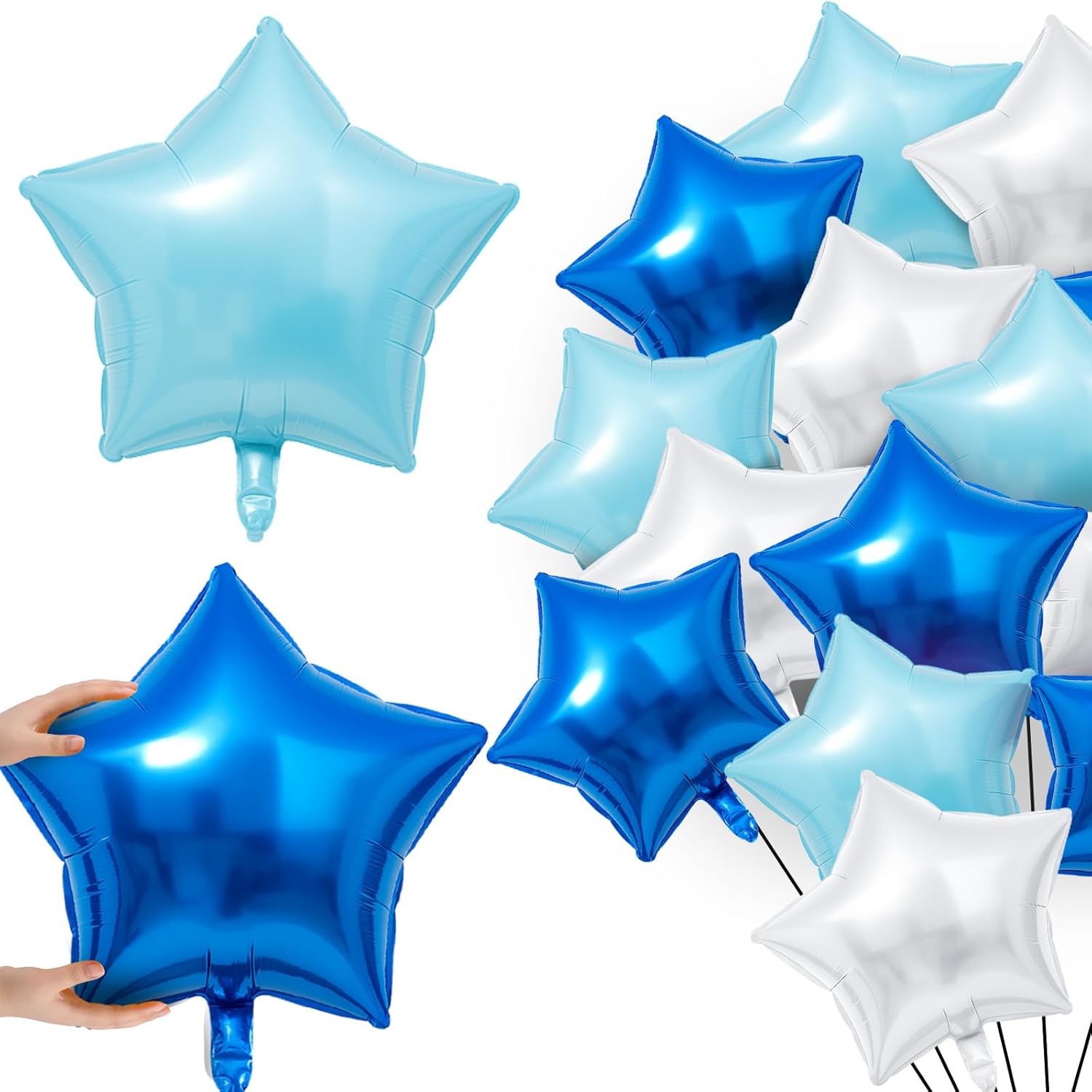 FairySandy 100 Pcs Star Foil Balloons 18 Inch Helium Foil Helium Balloons Pentagram Shape Party Decorations for New Year, Birthday, Baby Shower, Wedding, Engagement, Party Decoration (Gradient Color)