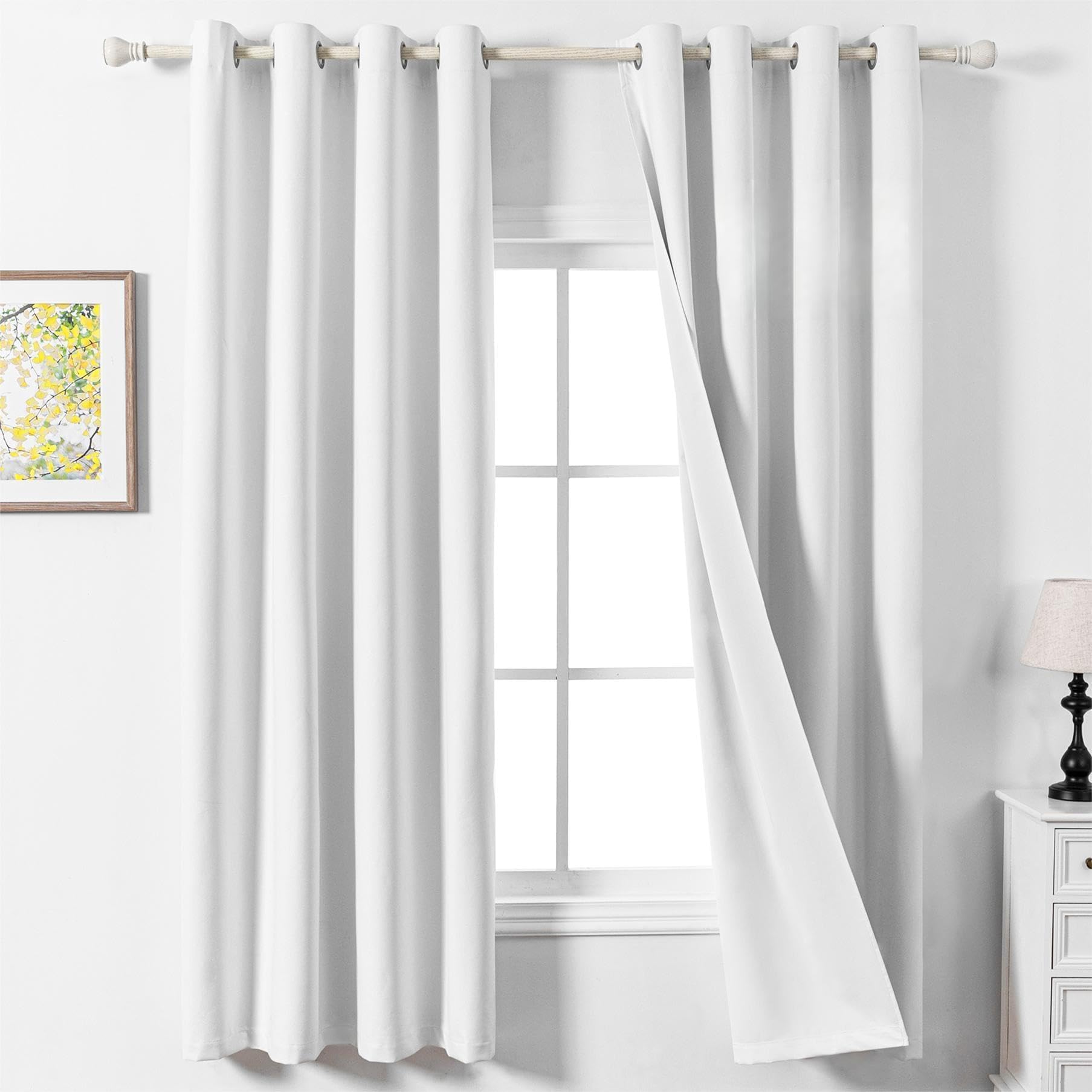MYSKY HOME Gardinen Weiss mit Ösen Schallschutz Vorhänge Blackout Vorhang Leinenoptik Gardine Verdunkelungsvorhang für Kinderzimmer und Wohnzimmer,2er Set H 225 x B 140 cm,Weiß.