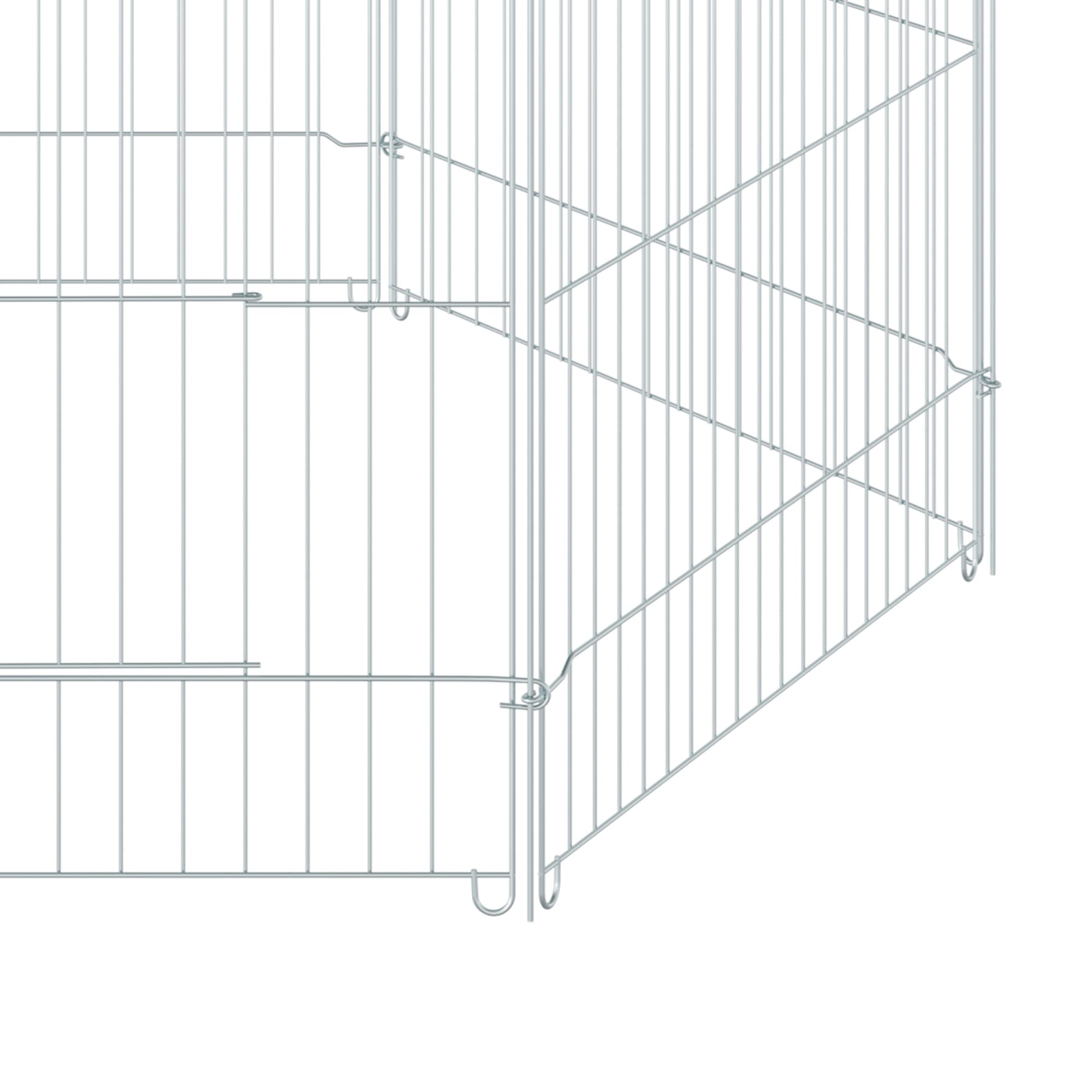 PawHut Parque de Juegos para Perros 6 Paneles 59x60 cm Plegables Empalme Libre Valla Metálica para Mascotas con Puerta con Pestillo y Toldo Superior para Jardín Patio Exterior Plata