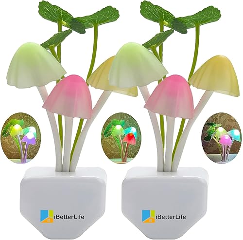 iBetterLife Paquete de 2 luces LED de noche enchufables sensor automático de atardecer a amanecer lámpara de pared de ahorro de energía de 0.5 W,
