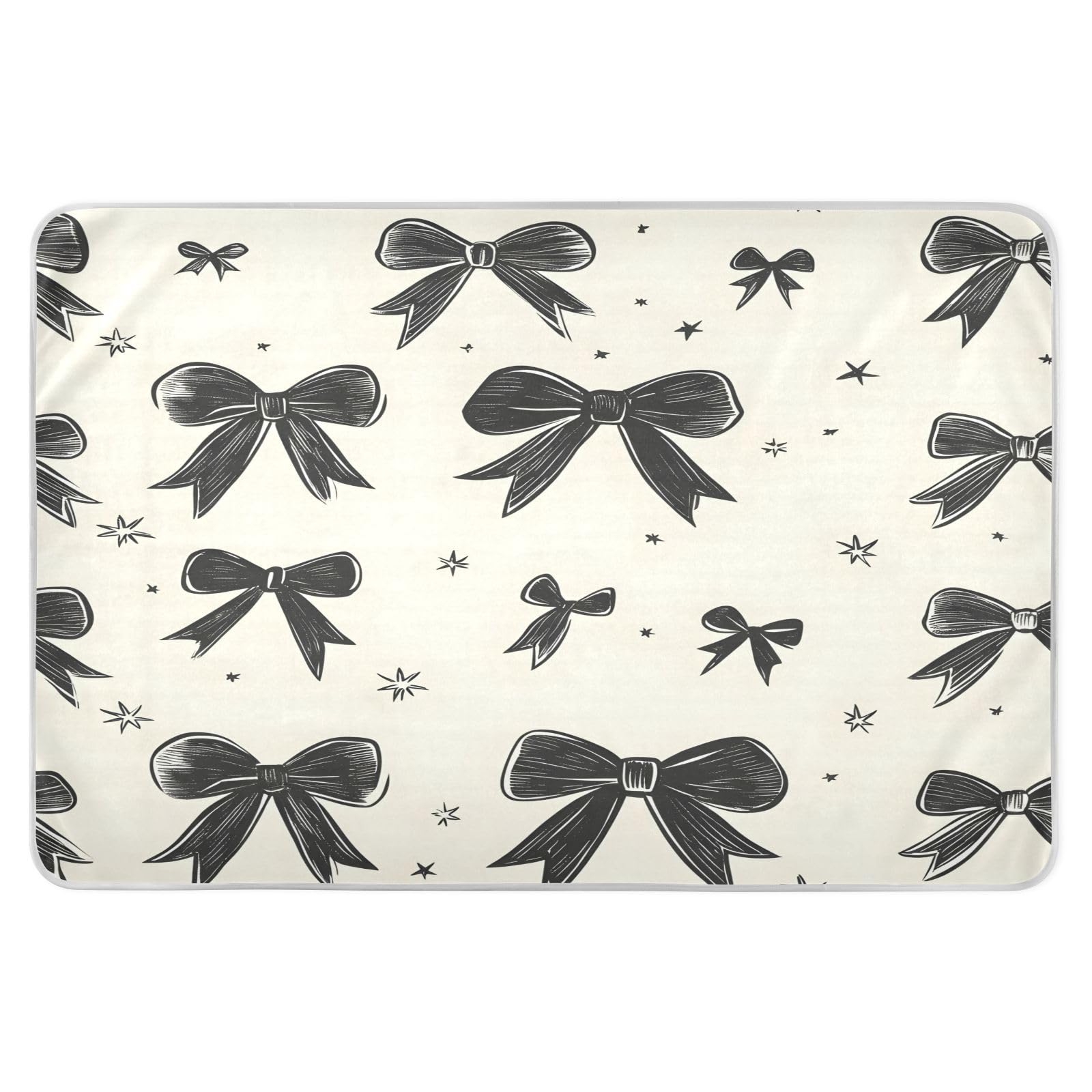 BOESI Graffiti Black Bow Pattern Waterproof Pads for Bedwetting and Incontinence, Reusable Pads, Reusable Diaper Pads for Bed, Sofa, Travel