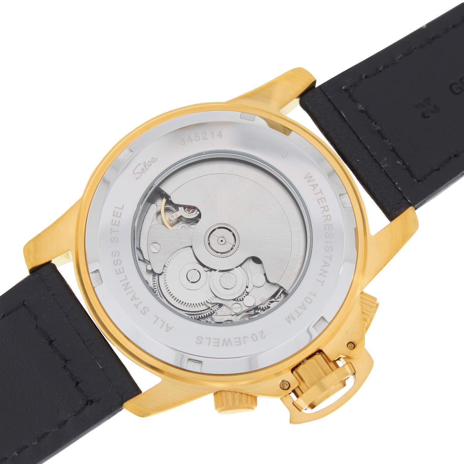 SELVA Orologio da polso da uomo "Vasco" automatico - corona protetta - lunetta girevole - confezione regalo fornita, cinghia