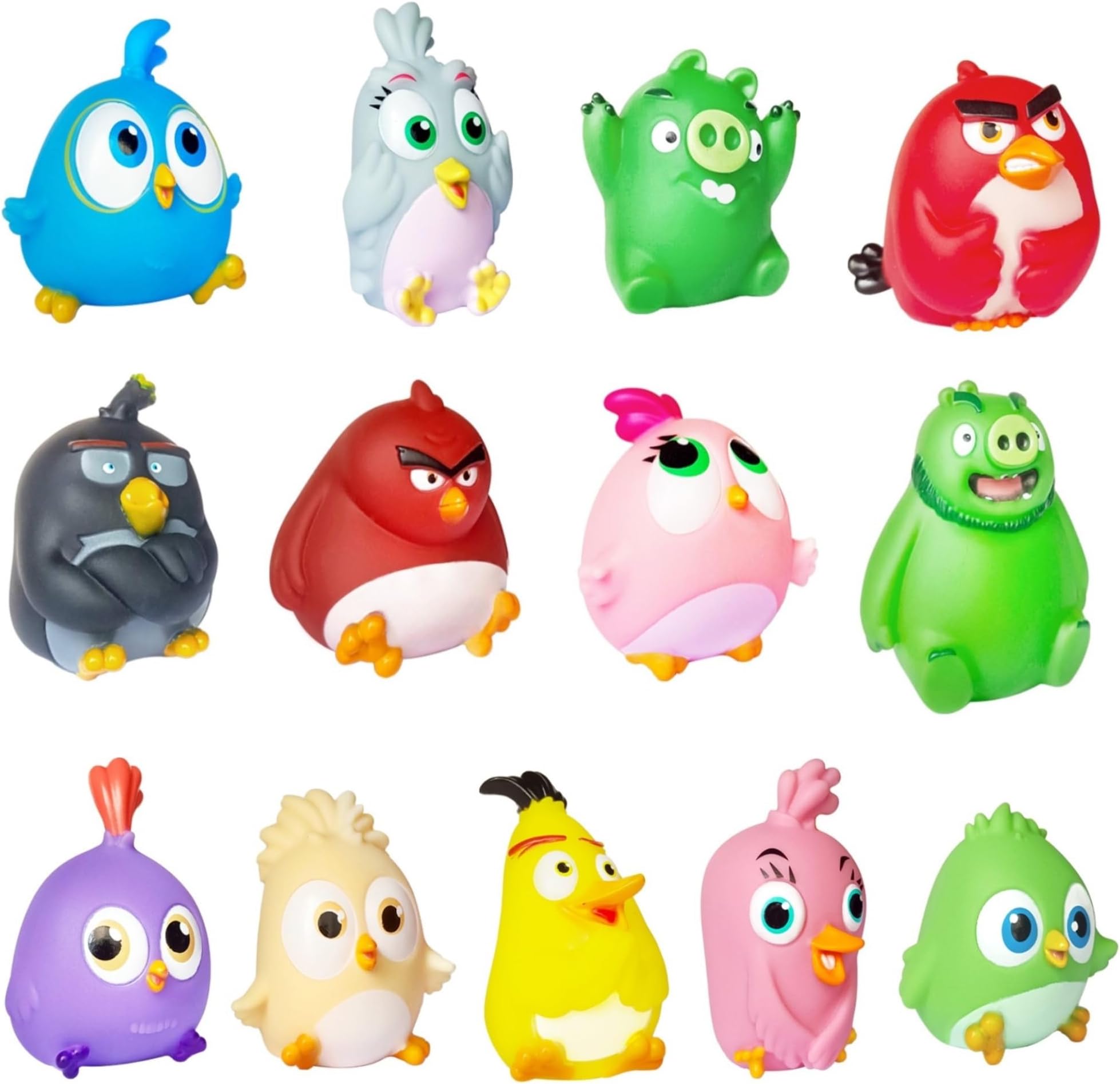 ROLOSO Newly Licensed Angry Birds Toys Collectible 13 Action Figures Flock Pack Playsets Sets Pig City Strike 2 Takedown Space Planet Movie Kids Game Boys Girls Red Bomb Gift Box