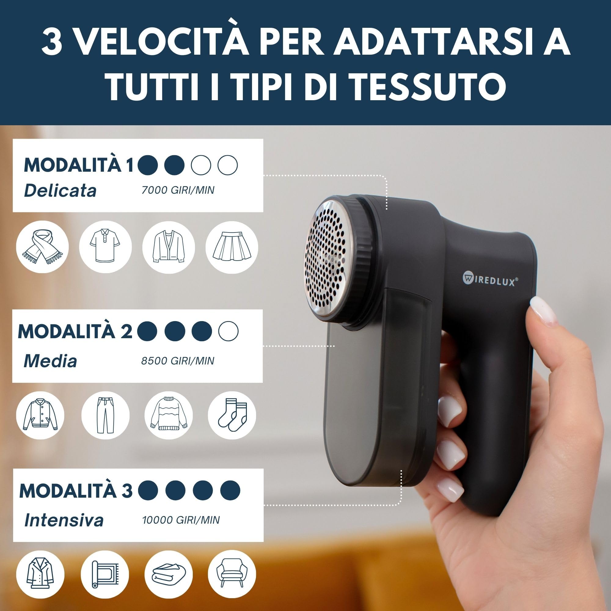 Rasoio Elettrico Per Pelucchi Ricaricabile USB | 3 Impostazioni, Manico Ergonomico, Rimuovi Pilling Da Maglioni E Tessuti