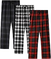 BAMBOOCOOL Men's Plaid Bamboo Pajama Bottoms - Soft Breathable Long Lounge Sleep Pants with Pockets & Drawstring