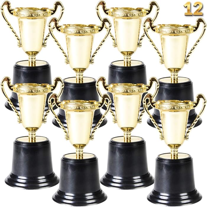 Buy Gold Award Trophy Cups Pack of 12 Bulk 5 Inch Plastic Gold
