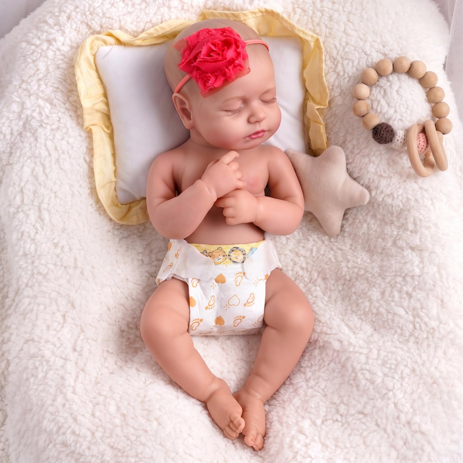 JIZHI Reborn Baby Dolls - 20 Inch Realistic Girl Doll Full Vinyl Body - Sleeping Newborn Babies with Clothes and Accessories for Kids Age 3+