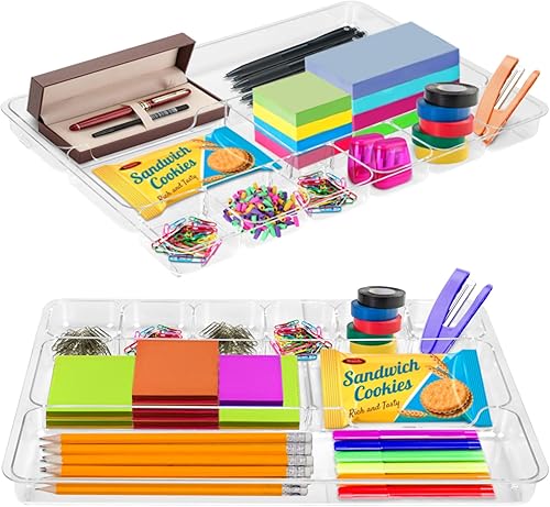 Miniatura 3 de Manaloom Bandeja organizadora de cajones de escritorio con 9 compartimentos de almacenamiento, para el hogar y la oficina, organizadores de cajones