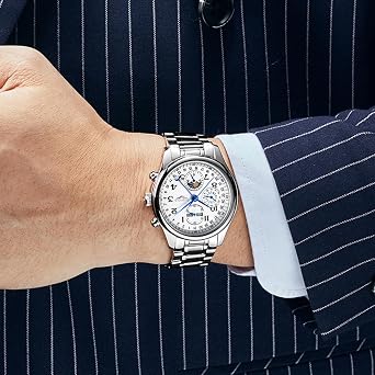 GUANQIN Unique Multifunction Design Men Watches Men Automatic Mechanical Sapphire Crystal Watch 3ATM Waterproof Business Stainless Steel Leather Sport Luxury Fashion Casual Watches for Men Luxury Date