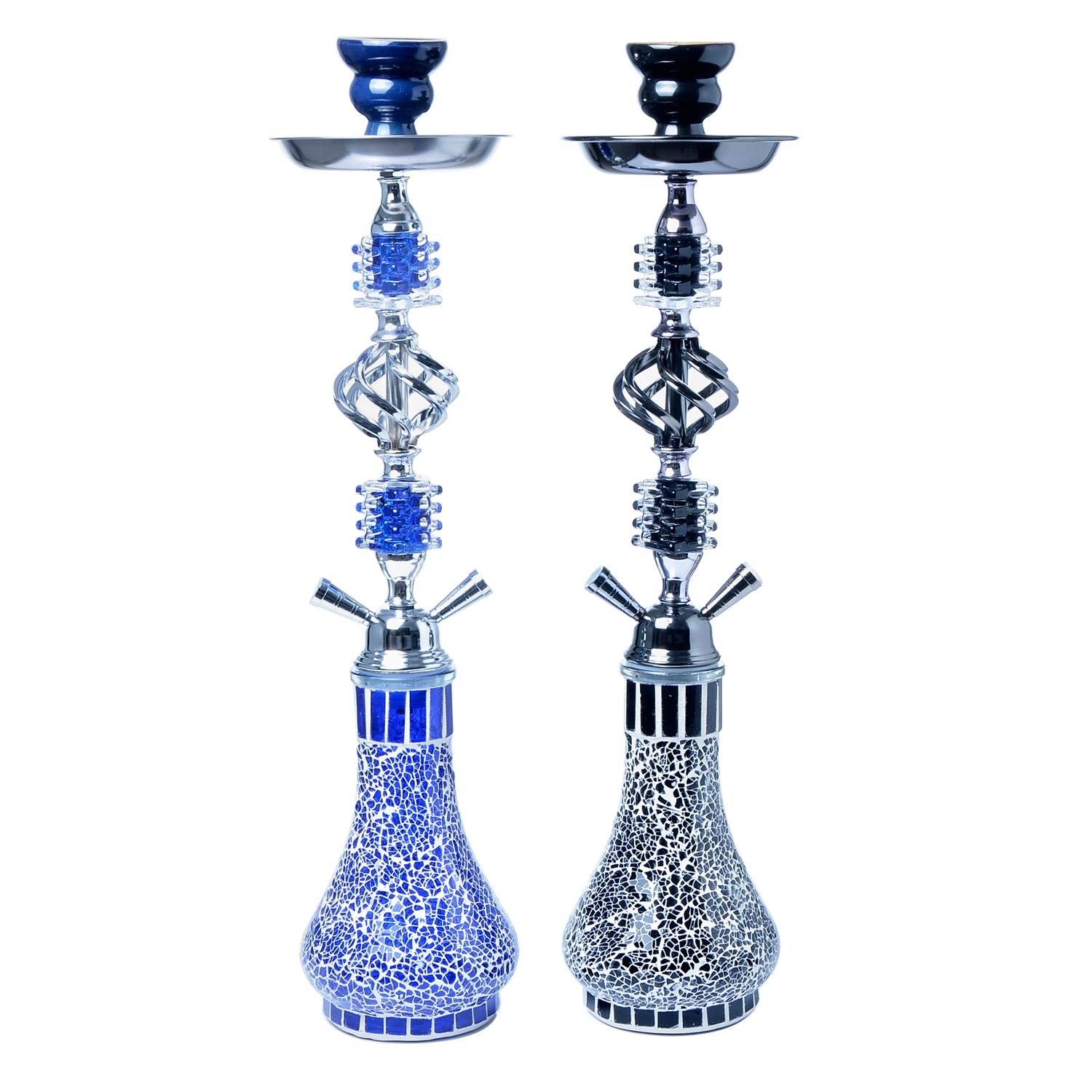 Manguera Hookah Vidrio Florero Shisha con Clip de Carbón Gratis, Cachimba de Papel de Aluminio Que Incluye un Tazón de Cerámica Y Una Rejilla de Carbón, Juego de Cachimba,Negro