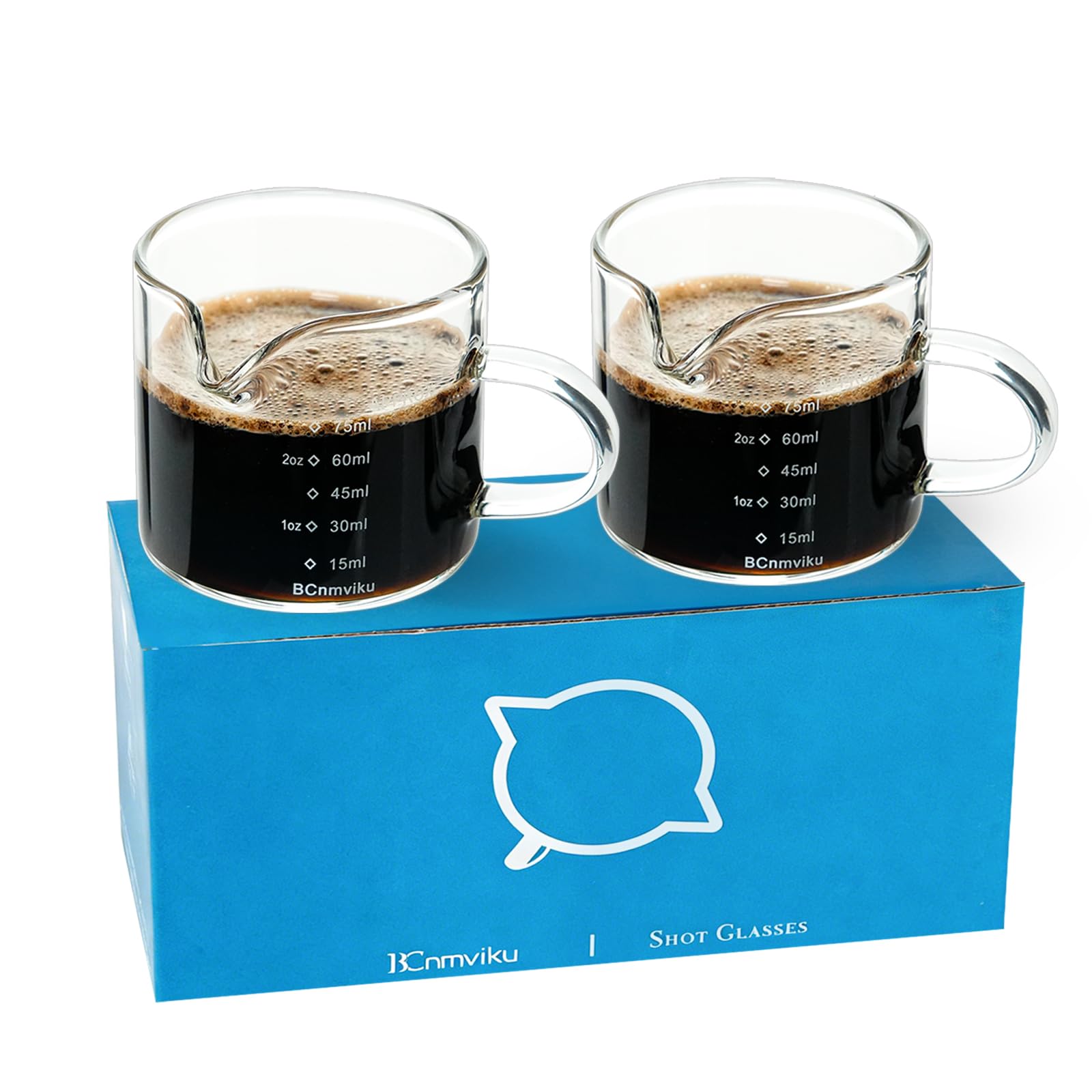 BCnmviku 2 PACK Espresso Glass Measuring Cup