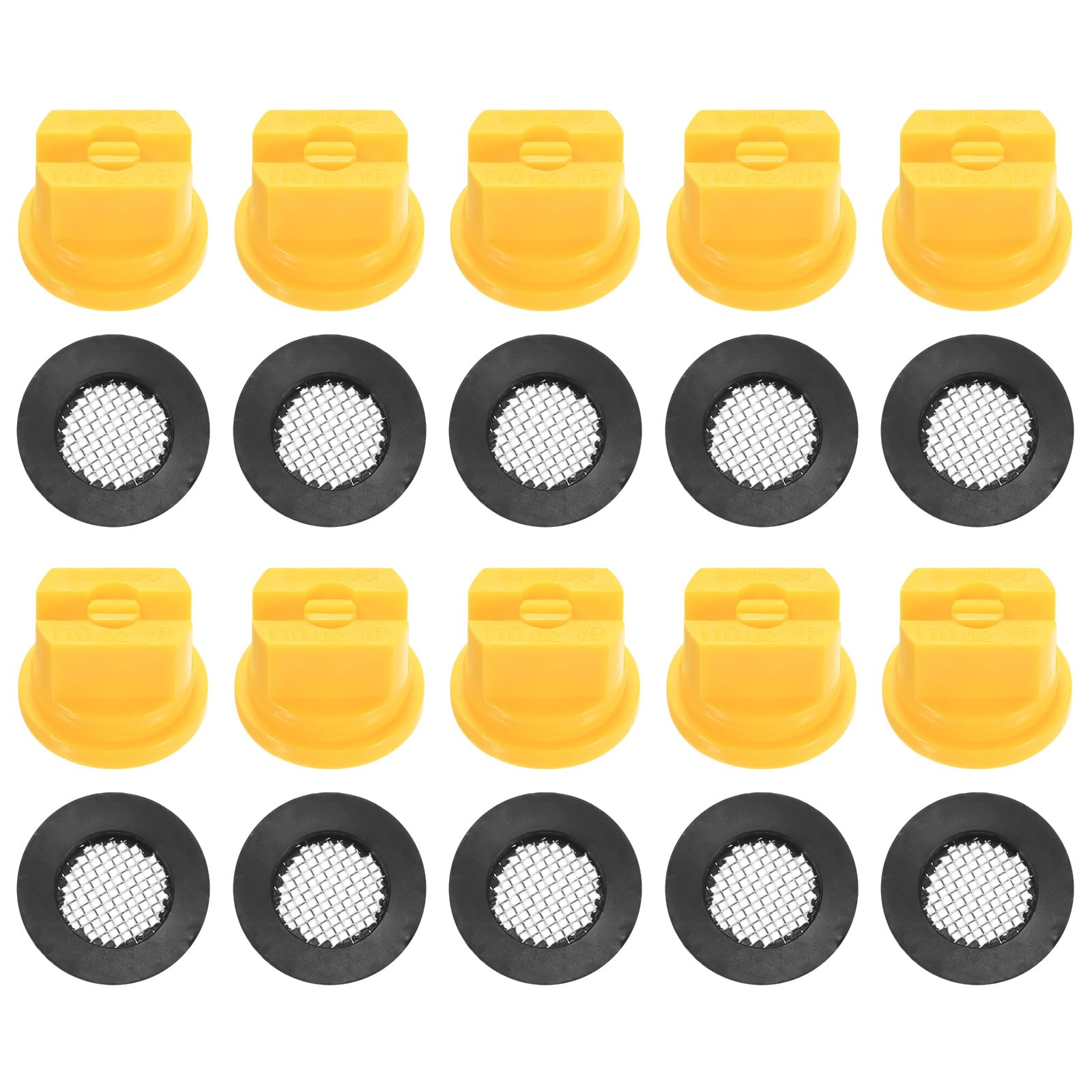 M METERXITY 10-Pack 110 Degree Flat Fan Shaped Spray Nozzles, Plastic 0.2mm Pore Sprayer Nozzle Tips for Agricultural Irrigation, Replacement of Knapsack Tips [Yellow]
