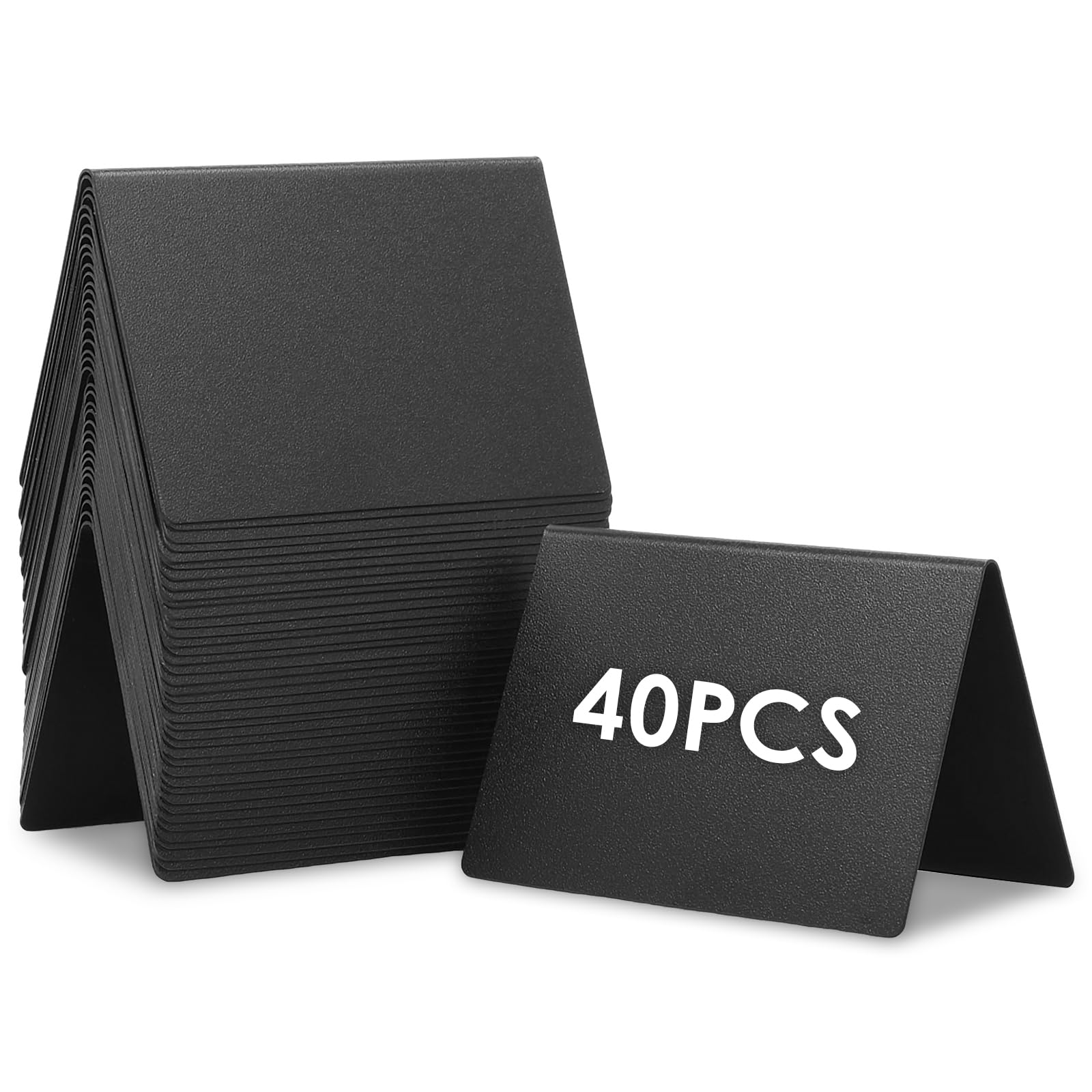 40 PCS Mini Chalkboard Signs,Small Chalkboard Message Sign,Black Reserved Table Signs Place Card,Easy to Write and Wipe Out Food Label,A-Shaped PVC Display Boards for School, Office,Party,Restaurant