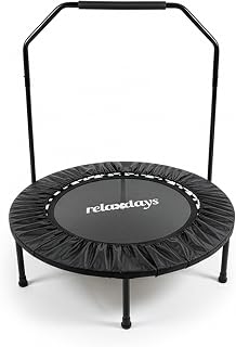 Trampolín Relaxdays con Barra, Ø 102 cm, minitrampolín Plegable hasta 120 kg, para Interiores, Colores a Elegir