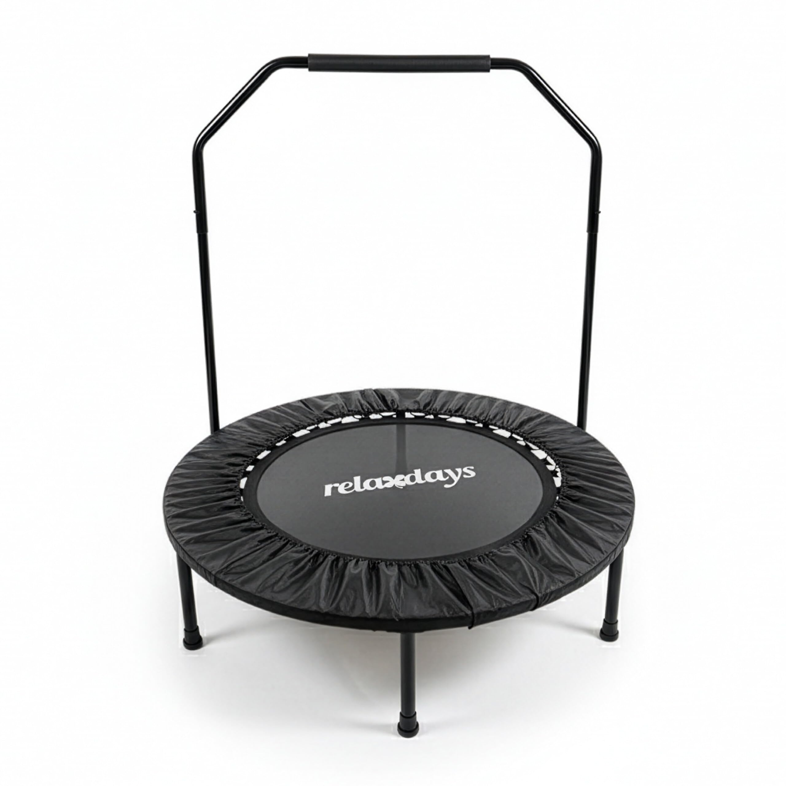 Trampolín Relaxdays con Barra, Ø 102 cm, minitrampolín Plegable hasta 120 kg, para Interiores, Colores a Elegir