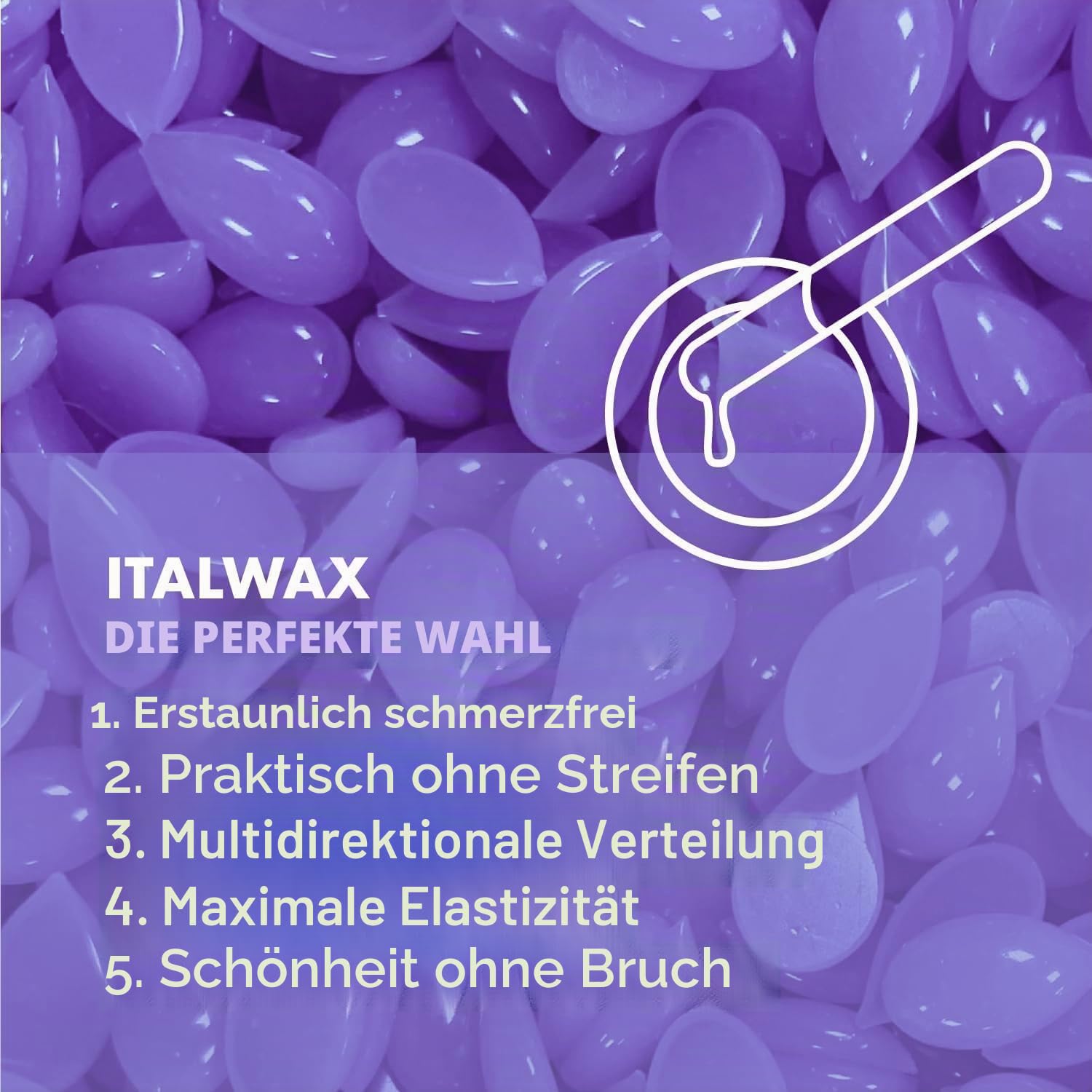 Italwax Top Line Orchid - 750g - Waxing Perlen für Haarentfernung – Duft Orchidee - Synthetische Formulierung ideal für empfindliche Haut - Empfohlen für Bikinizone und Achseln