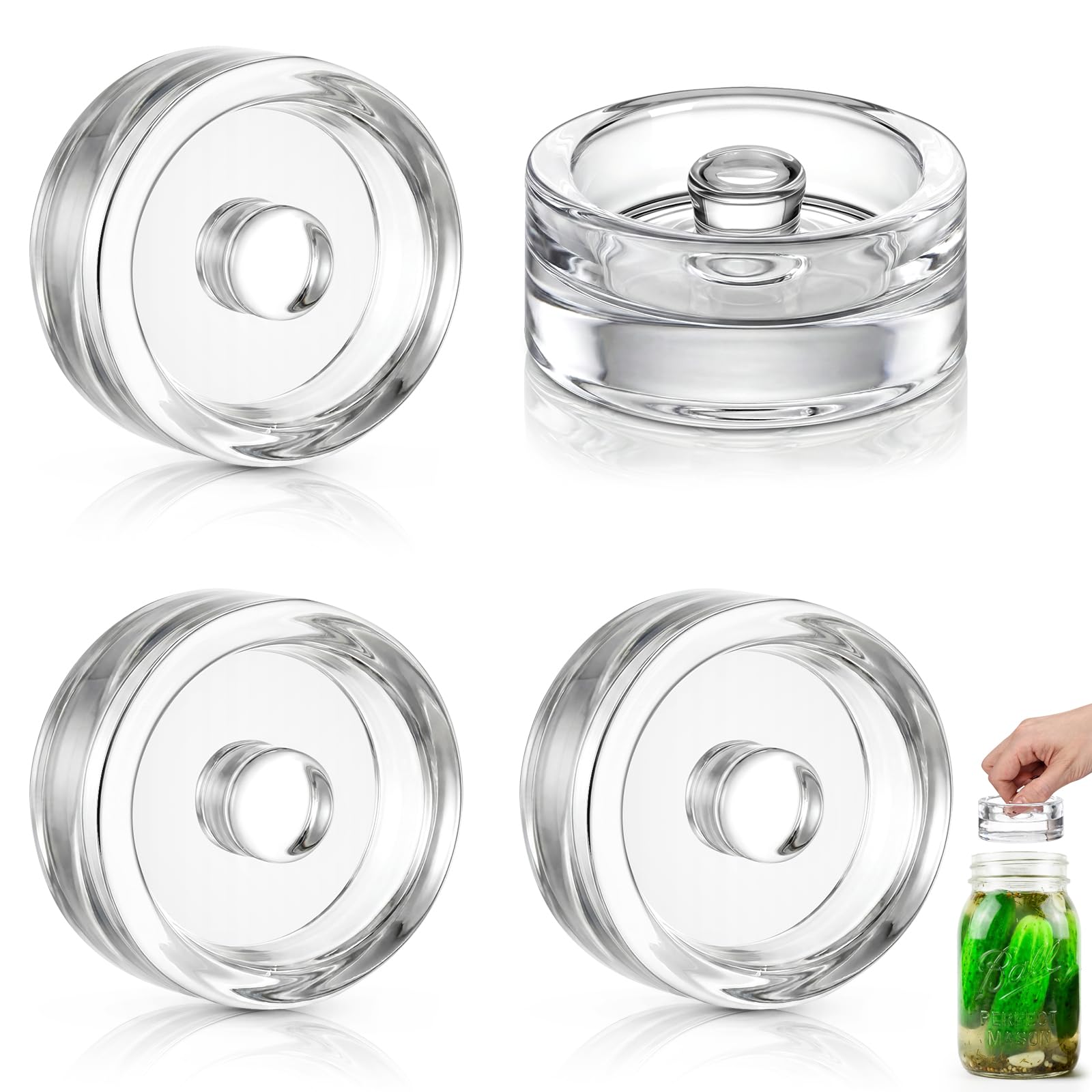 DESPOINA 4 Piezas Fermentación Piedras de Pesaje, 7 cm(Redondo) Pesos de Vidrio, Pesos de Fermentación para Fermentación, Pesas de Vidrio para Fermentar Verduras en Salmuera (A)
