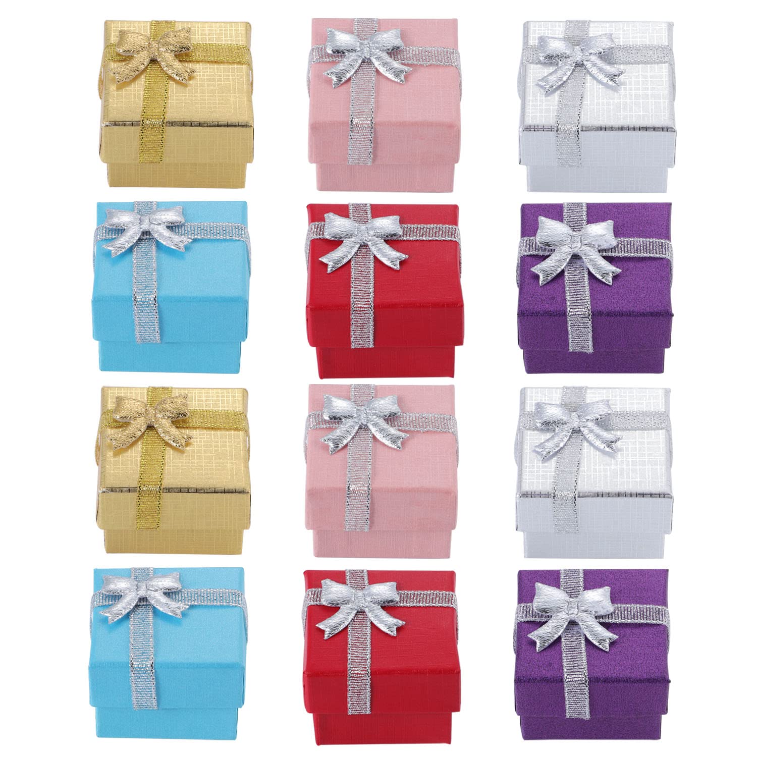 nuoshennuoshen 12 Pieces Cardboard Square Ring Gift Box,Velvet Jewelry Boxes Earring Gift Package Case for Christmas Valentine's Day Necklace Earring
