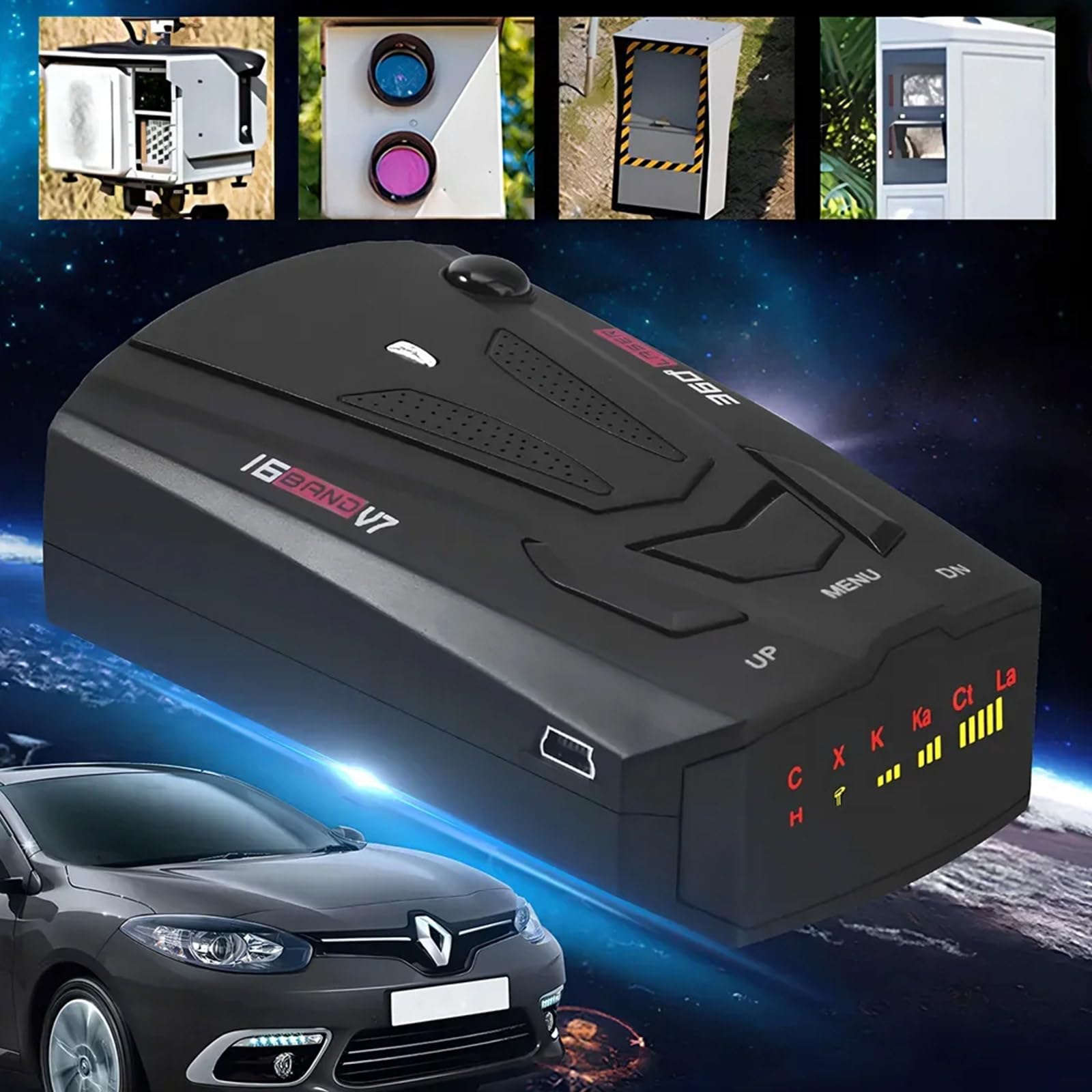 Detector de carretera, monitoreo de velocidad preciso, detector portátil, seguimiento dinámico de velocidad, dispositivo de advertencia de funcionamiento simple