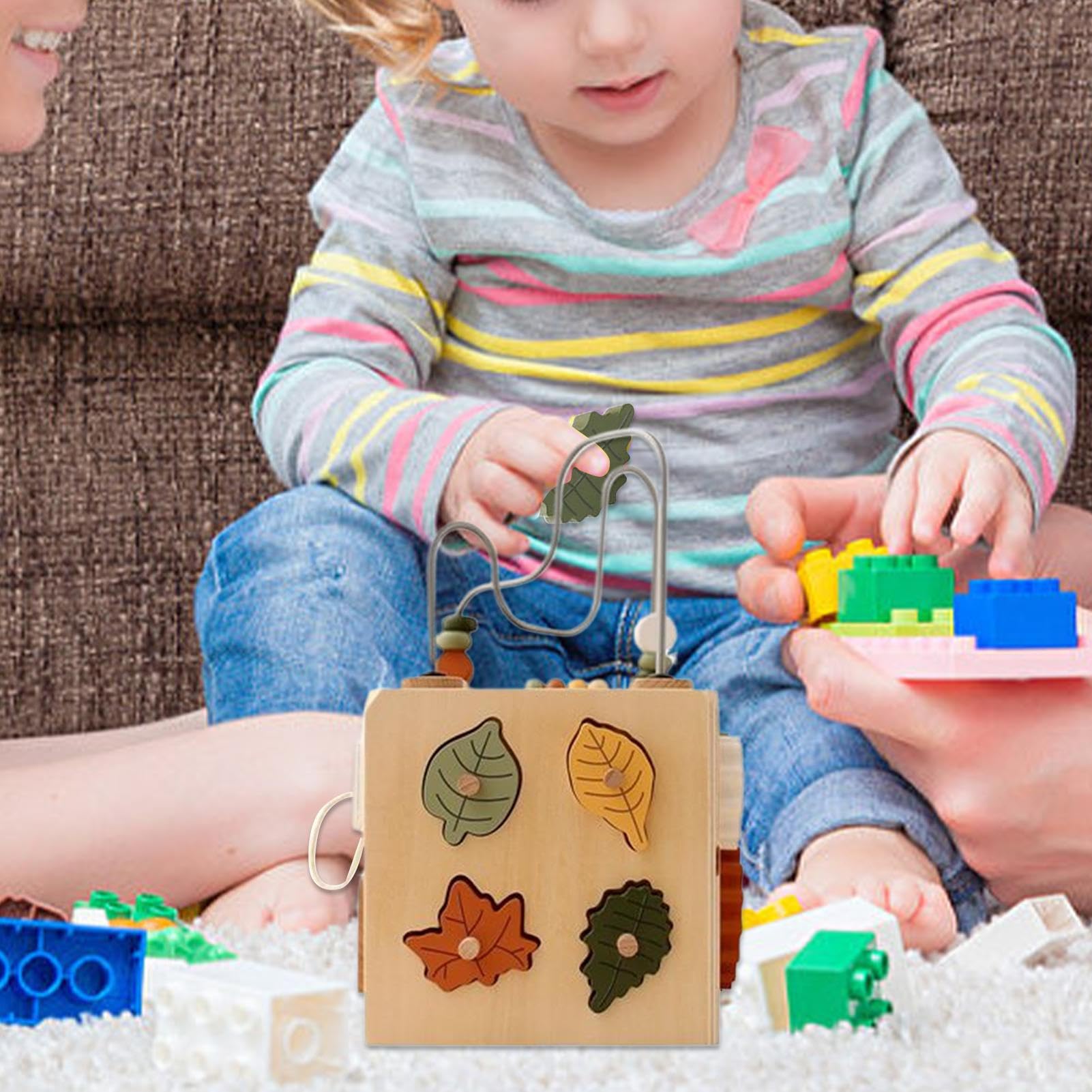 Perline Di Legno Da Infilare Giocattoli Con Perle Da Infilare | Giochi di Apprendimento con per Bambini 1-3 Anni Casa Viaggio Asilo