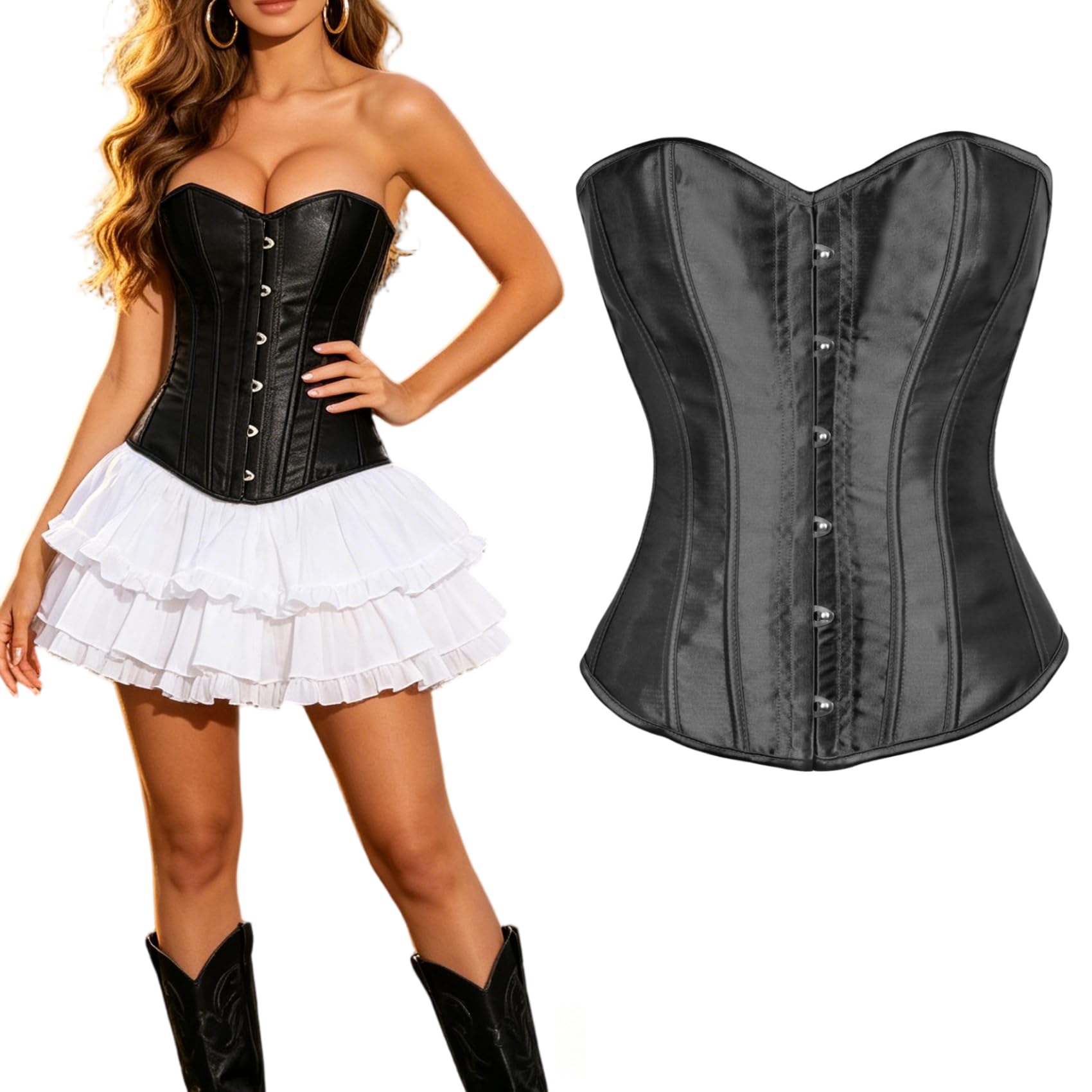LEACOOLKEY Corset gothique pour femme - Taille XS à XXL