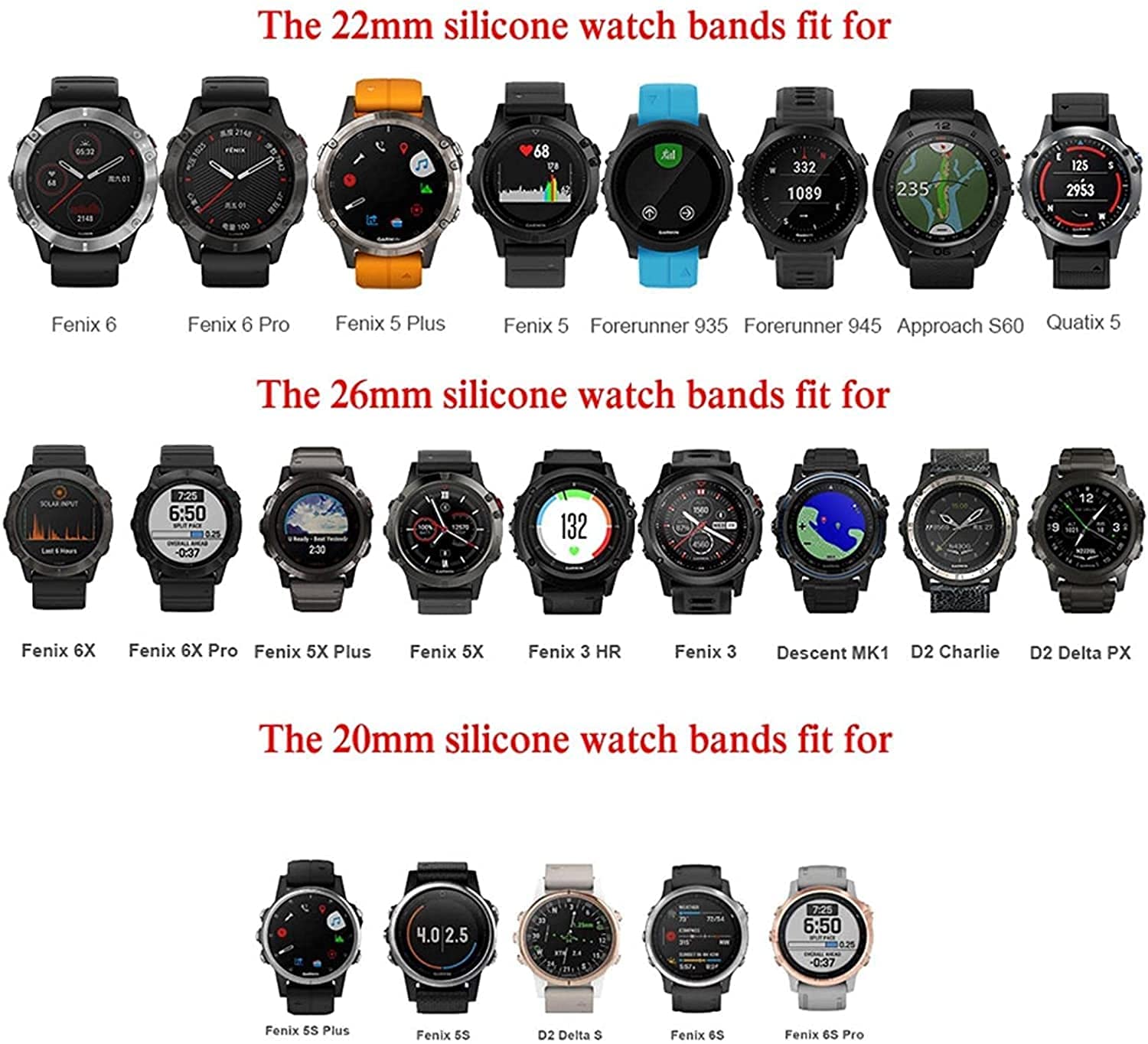 Fleshy Leaf 26mm Silicone Band Compatible for Garmin Fenix 7X, 6X, 6X Pro, 5X, 5X Plus, 3, 3 HR, Sapphire, D2 Bravo, Tactix - Image 4
