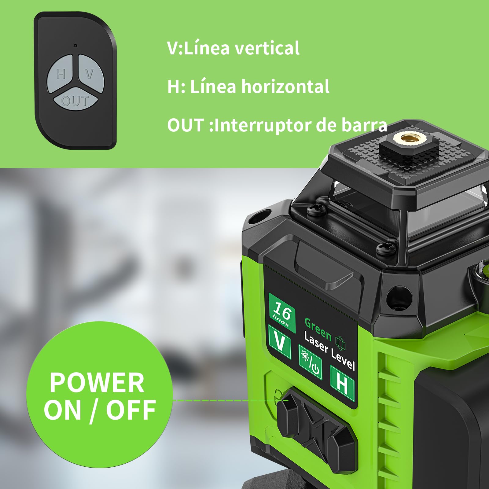 Livella Laser 4D 360° Verde – Telaio Ultra-Stabilizzato per Massima Precisione, Tecnologia SHARP, Anti-Vibrazione, 2x Batterie 2400mAh, Modalità Pulse & Design Anti-Urto (L)