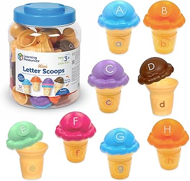 Learning Resources Mini Letter Scoops,Preschool Learning Toys, Stacking Toys, Montessori Toys,Kids Easter Gifts, Ages 3+, 52 Pieces