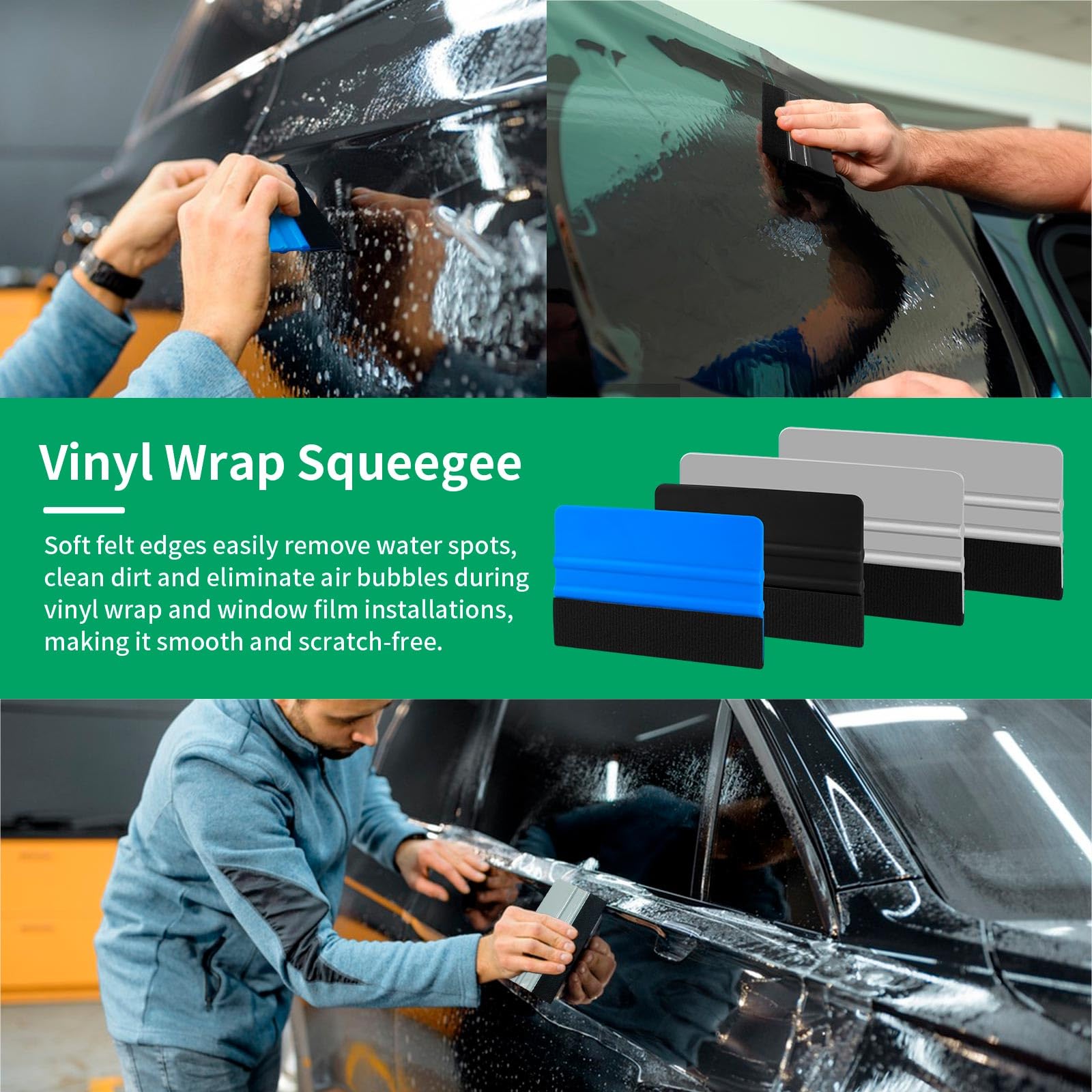 Arayker Kit d'outils d'application de film vinyle pour véhicule | Outils d'emballage de voiture avec support magnétique en vinyle pour emballage de voiture, teinture de fenêtre